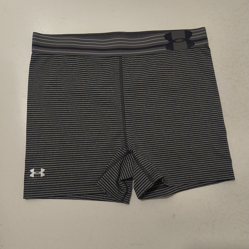 Under Armour Women's Black and Gray Striped Shorts